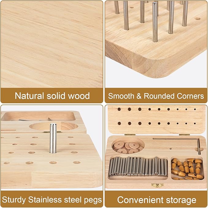 Wooden Pegboard for Finger Dexterity, 36-Hole Hand Therapy Peg Board with Multifunctional Test Kit to Improve Fine Motor Skills and Finger Dexterity