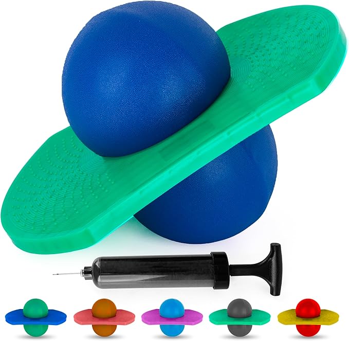 ArtCreativity Pogo Ball for Kids (Up to 175 lb) - Inflatable Balance Bounce Board with Pump and Durable Textured Jumping Board - Pogo Ball Toy Pogo Jumper - Outdoor Birthday Gifts for Boys and Girls