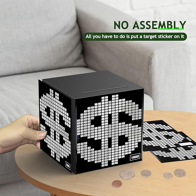 Primo Lines Piggy Bank for Adults,10k Savings Challenge Box, 5.91inch Money Saving Box 10,000 with Counter for Savings Goal $3000 $5000, Unbreakable Metal Cash Box with Money Target, Kakeibo Money Box