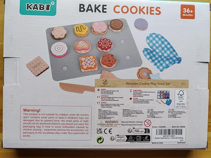 Slice and Bake Wooden Cookie Play Food Set for Kids, Kitchen Toys Food Accessories for Toddlers, Pretend Play Baking Set for 3 4 5 Years Old Girls Boys Birthday Gifts