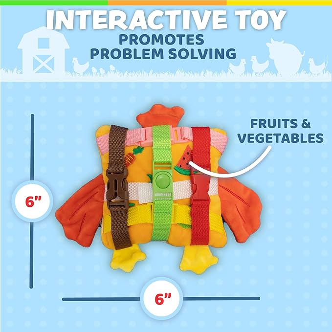 Buckle Toys - BokBok Chicken - Learning Activity Toddler Plane Travel Essential Toy - Develop Motor Skills and Problem Solving
