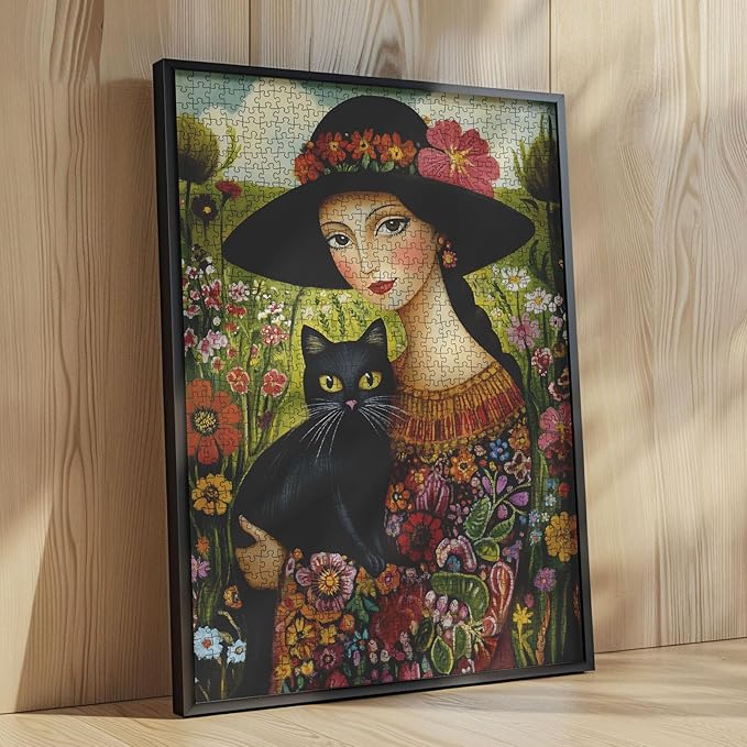 Retro Women Jigsaw Puzzles 1000 Piece Bohemian Jigsaw Puzzles for Adults Abstract Girl Puzzle-Challenging Puzzle Perfect for Game Gifts DIY Home Wall Decor Vintage Figure Art Puzzles