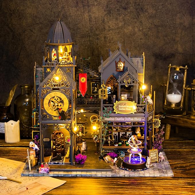 Miniature House Kit, Tiny House Kit with Light, DIY Mini House Building Kits for Adults to Building, Unique Gift for Birthday Christmas, Magic Castle