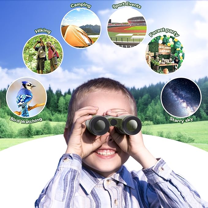 ASONA 24 PCS Binoculars for Kids with Neck String, Bulk Toy Binoculars Nature Exploration Toys Safari Jungle Animal Theme Party Favors for Bird Watching Camping Hunting Hiking Supplies