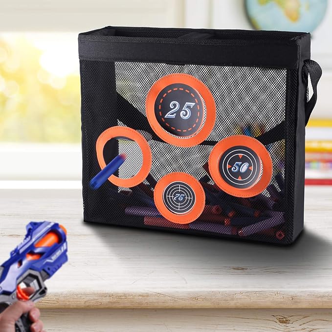 Hely Cancy Portable Shooting Practice Target Toy Storage Mesh Bag Compatible with Nerf Darts for Kids 6+