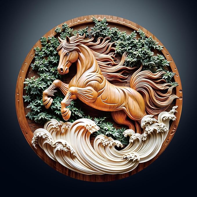 Wooden Puzzles for Adults - Flat Puzzle with 3D Visual Effect Horse Puzzle, Unique Shape Animal Wooden Puzzle, Unique Gift Ideas, Wood Puzzles Adult, Wall Art Puzzle Canvas (L-13.4*13.4in-275 Pieces)