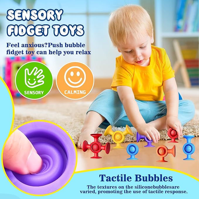 Baby Bath Toys Suction Toy - Toddler Bath Toys for Kids Ages 3+ Suction Cup Toys Sensory Fidget Toys Mold Free Bathtub Toys Window Airplane Travel Toys Christmas Stocking Stuffers for Boy Girl Gifts