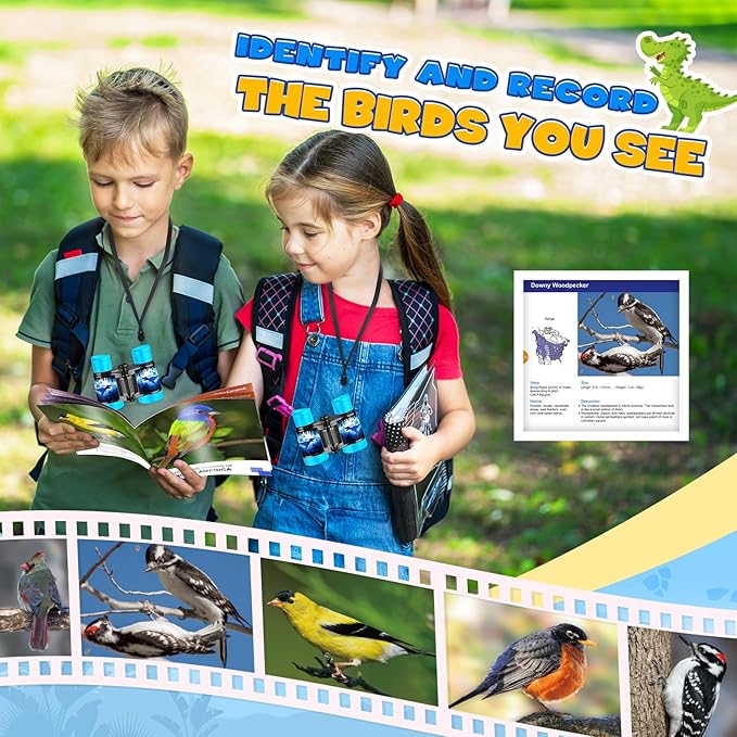 Dinosaur Binoculars Toys for Kids 3 4 5 6 7 8Year Old Boys Girls Christmas Birthday Gifts for Boy Grandkids Ages 3-5 4-6 Toddlers Blue Dino Binoculars Toys Bird Watching Outdoor Camping Telescope Toy