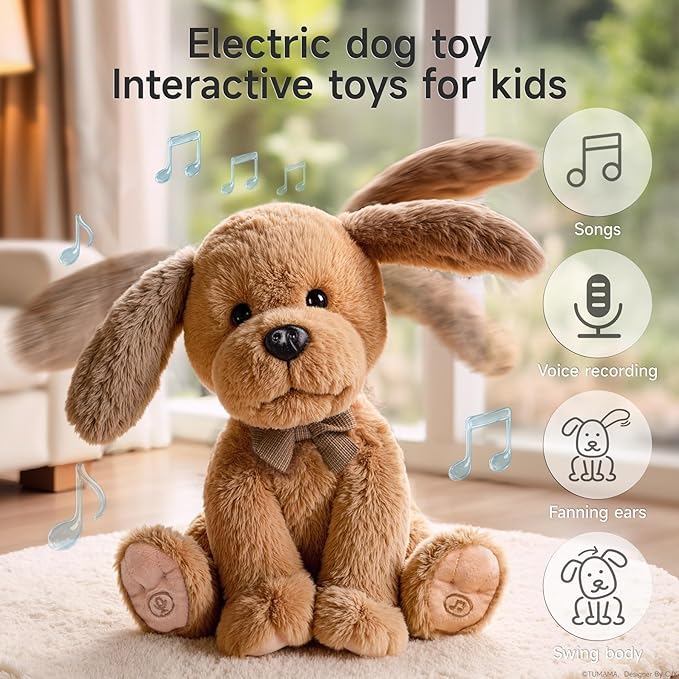 OR OR TU Baby Animated Plush Dog, Interactive Singing Talking Puppy Dog Musical Stuffed Animal Toys, 10”
