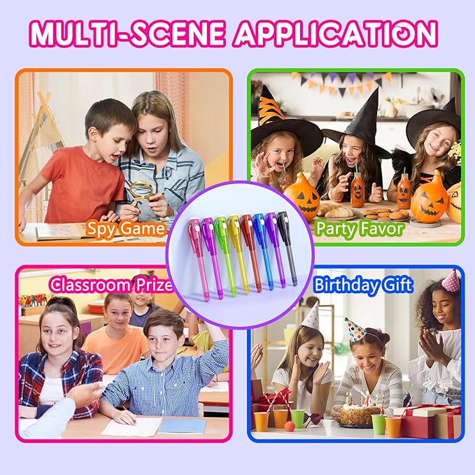 Invisible Ink Pen Spy Game for Kids, Party Favors Toys for Girls Boys, Magic Markers for Boys Girls Fun Outdoor Toys, Birthday for 6-13 Year Old Girls Boys (14PCS+Black Notebooks)