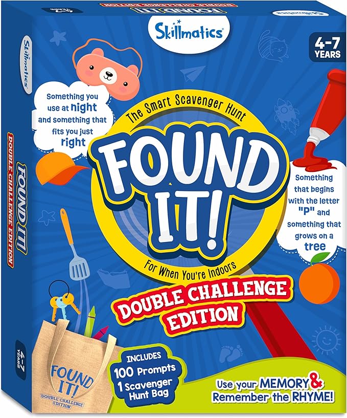 Skillmatics Indoor Scavenger Hunt Card Game - Found It Double Challenge, Learning Toys, Educational, Gifts for Kids, Boys, Girls and Families, for Ages 4, 5, 6, 7, Perfect for Home, School, Playdates