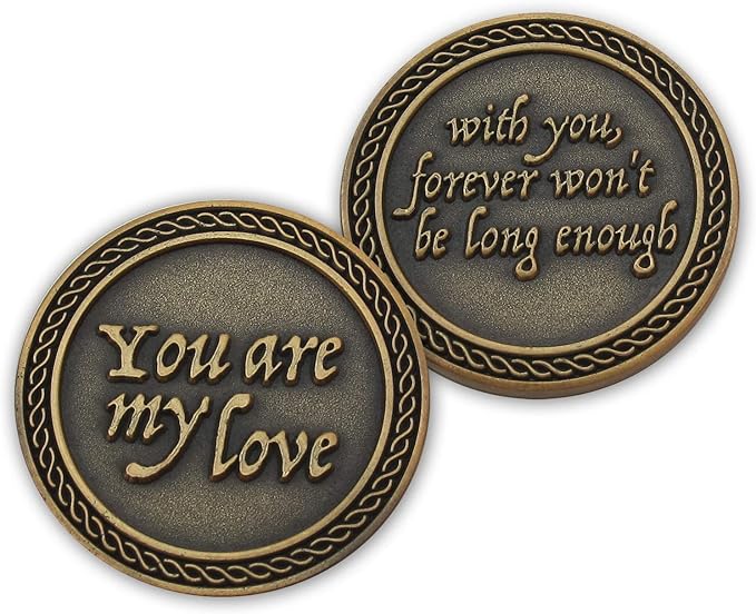Romantic Love Expression Antique Gold Plated Pocket Coin for Date Night, You are My Love, with You Forever Won't Be Long Enough, Love Gift for Men & Women, from Him or Her