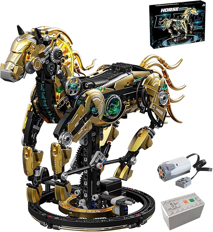 Mechanical Horse Building Block Set Build & Pose with Movable Legs – Engaging DIY Model with Motor Kit for Kids and Teens
