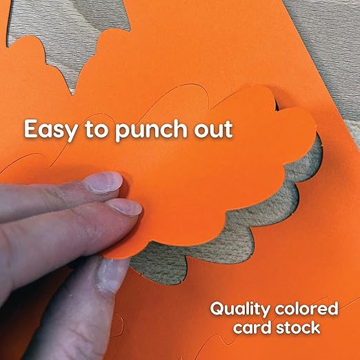 144 Pieces Fall Leaves, Pumpkins, and Apples Punch Out Paper Cutouts in Fall Colors, 2-Sided US Made Card Stock for Thanksgiving and Halloween Crafts, Bulletin Boards, Classroom Decor, Festive Events