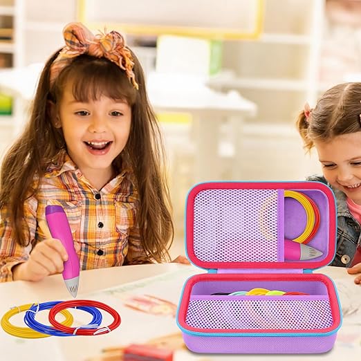 co2CREA Storage Organizer Case for 3D Printing Pen Set, Hard Case Compatible with SCRIB3D P1/Advanced, MYNT3D Super/Advanced, 3Doodler Start+/Flow/PRO and Filament Refill（Purple Case + Blue Zipper）