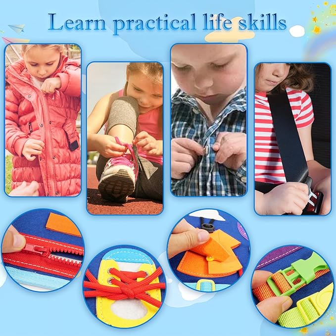 Busy Board for 1-3 Year Old Toddler Montessori Learning Busy Book Sensory Toys for Boys Girls Preschool Toys Birthday Idea Gift (Planet)