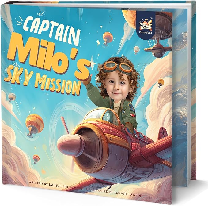 ELFINK Personalized Children Story Books - Captain's Sky Mission - Customized Name & Photo - Baby Gifts - Children Bedtime Story (Soft Cover)