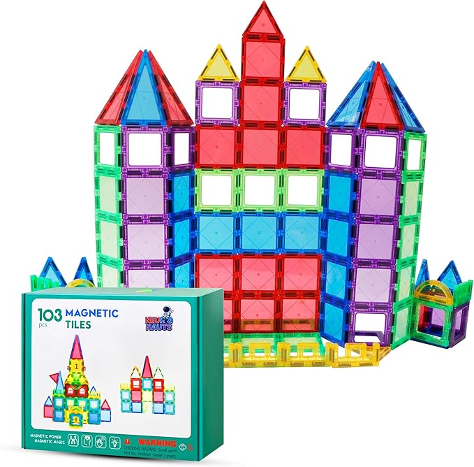 Magnetic Tiles & Blocks | Fun Montessori Toys for Kids | Build, Learn & Explore STEM | Creative Educational Magnetic Blocks for Boys & Girls Ages 3+ | Safe & Durable