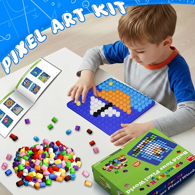 Bbiamsleep Pixel Art Kit, 500 Pcs 10 Colors Plastic Pixel Bricks Fine Motor Skills for Brain Teaser Manipulatives Sensory Bin Sorting Counting Training