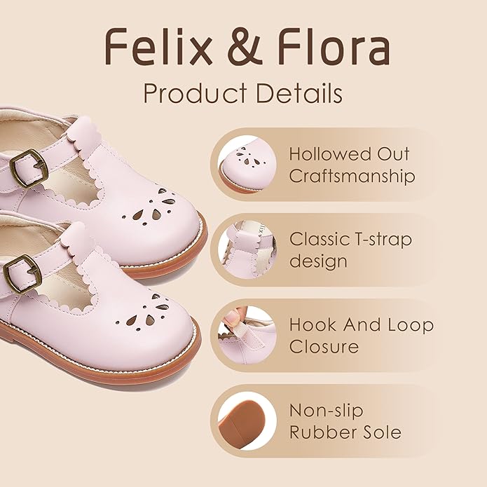 Felix & Flora Toddler Little Girl Mary Jane Dress Shoes - Ballet Flats for Girl Party School Shoes