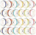 24 Set 4 Inch Tambourine for Adults Wooden Hand Held Drum with Metal Jingles, Gift Tags, White I Love You Printed Ribbon Percussion Gift Musical Instrument for Church Wedding Party(Colorful)