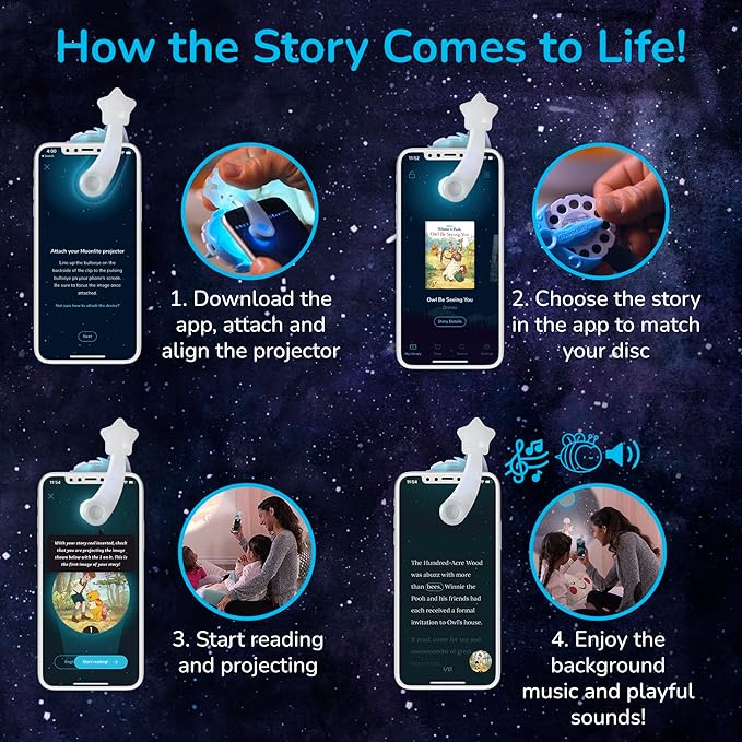 Moonlite Storytime Encanto Collection - Includes Mini Projector and 4 Delightful Story Reels , Digital Story, Digital Disney Books for Kids, Learning Gifts for Kids Ages 12 Months and Up