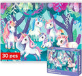 QUOKKA Puzzles for Kids Ages 3-5 - 30 Pieces Puzzles for Toddlers 2-4 - Unicorns Learning Jigsaw Puzzles for Kids 4-6 Years Old - Educational Toys for Boy and Girl