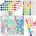 Watercolor Painting Coloring Books Pocket Watercolor Paint Bookmarks, Mess Free Paint with Water Set, Travel Activities Art Party Favors Exchange Birthday Gifts for Kids (3in1)
