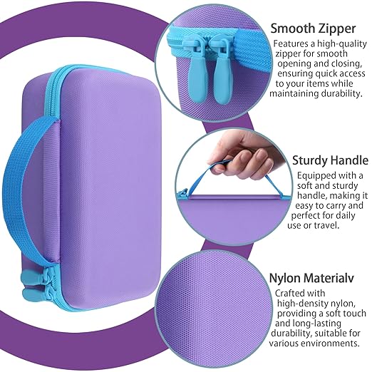 co2CREA Storage Organizer Case for 3D Printing Pen Set, Hard Case Compatible with SCRIB3D P1/Advanced, MYNT3D Super/Advanced, 3Doodler Start+/Flow/PRO and Filament Refill（Purple Case + Blue Zipper）