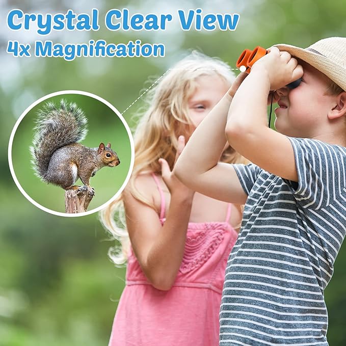 12 Pcs Kids Binoculars - Shock Proof, Folding, Small Telescope for Age 3-12 Boys & Girls - Educational Learning Binoculars for Hunting, Bird Watching, Camping & Outdoor