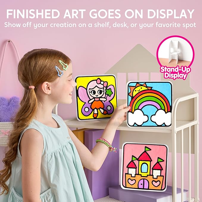 Klever Kits Air Dry Clay Painting, Air Clay Kit for Kids, 8 Pre-grooved Filling and Original Designed Boards, Easy Play and Non Toxic Material, Arts and Crafts for Kids Age 4-9