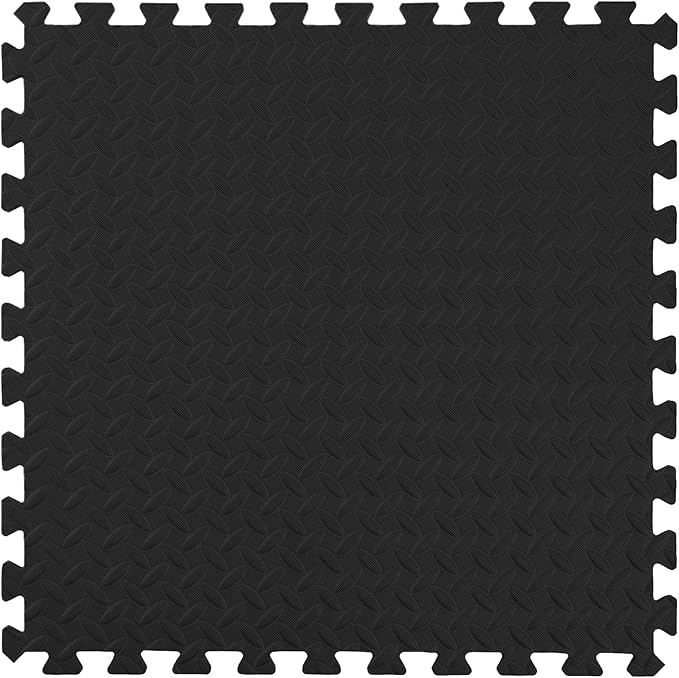 IncStores 1/2 Inch Thick Diamond Soft Foam Flooring Tiles | High-Density Interlocking Foam Tiles for Rugged Style in Your Home Gym, Playroom, and More | Black, 12 Tiles