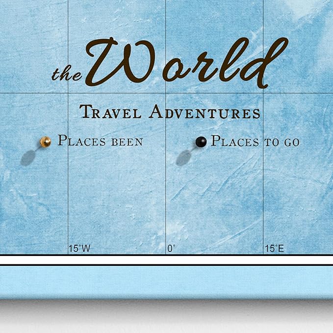 Canvas World Map with Cork Pin Board - English Lettering - Decorative Wall Decoration for All Rooms - Canvas Pictures with World Map Motif (70x50 cm, Pattern 21)