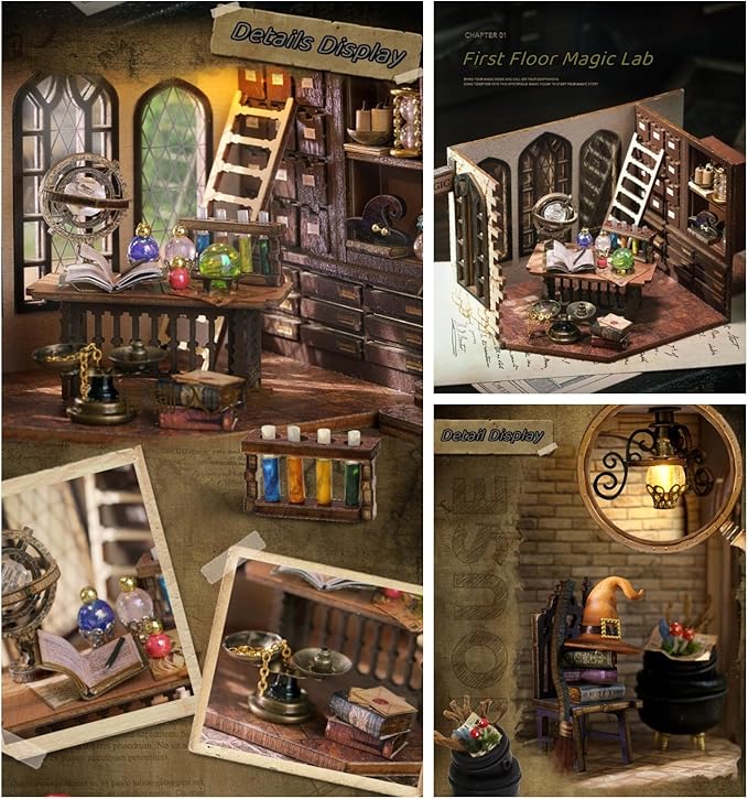 Flever DIY Miniature House Kit, Tiny Home Kit with LED Light, Mini House Build Craft Kits for Adults and Teens, Home Decor Creative Gift for Family/Friends (William' s Magic House)