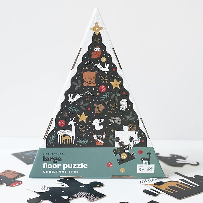 Wee Gallery Floor Puzzle, 24-Piece Jumbo Jigsaw Puzzles for Toddlers, Early Learning Activity, Cognitive and Fine Motor Skills Development, Learning Toys for Toddlers, Christmas Tree