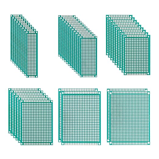 BOJACK 6 Vaules 40 Pcs Double Sided PCB Board Prototype Kit for DIY Soldering with 6 Sizes Compatible with Arduino Kit