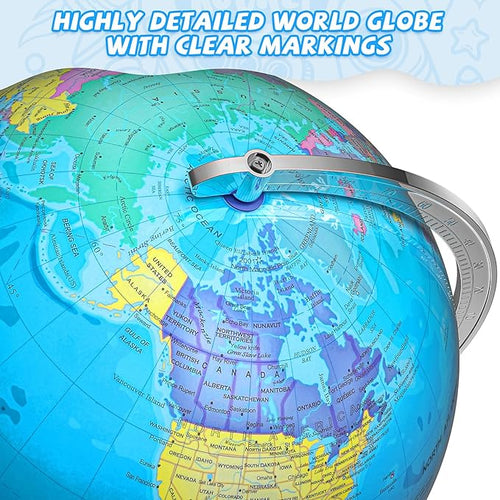 12" Illuminated World Globe for Children & Adults, Globe Lamp with World Map for Kids, Stable Heavy Metal Base, Interactive STEM Learning Gift & Night Light