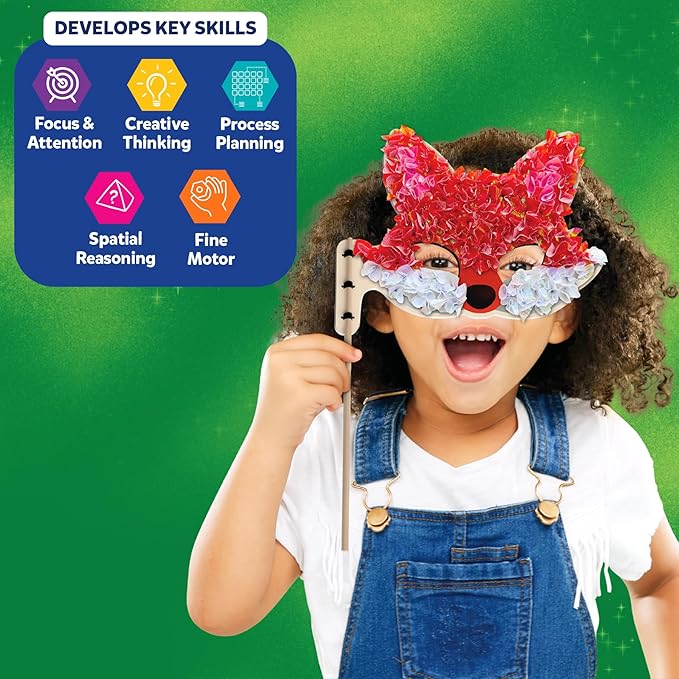 Skillmatics Poke-in Art - Halloween Animal Masks, Mess-Free Fun for Kids, DIY Wood Craft Kits, Creative Halloween Activity, Gifts for Girls & Boys Ages 4, 5, 6, 7, 8, 9