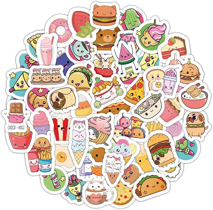 BulbaCraft Kawaii Food Stickers, Teens and Adults – Cute Food Stickers for Laptops and Water Bottles – Anime Decals - Kawaii Vinyl Decals for Journaling, Gifts for Women & Men