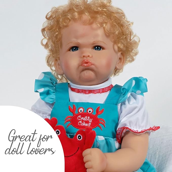 Paradise Galleries 22 Inch Realistic Reborn Baby Girl Doll in Crabby Outfit with Soft Lovie Blanket and Accessories Giftable Set – Crabby Cakes