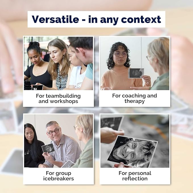 metaFox deep Pictures “Portraits of Emotions” – 52 Black and White Coaching Cards for Emotional Awareness, Therapy Tools for Teens and Adults, Visual Reflection Deck for Counselors and Facilitators