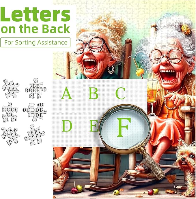 Puzzles for Adults 500 Pieces Vibrant Friendship Cozy Rocking Chairs Jigsaw Puzzles Yorkshire Terrier & Colorful Cocktails Wall Decor for Living Room Bedroom for Nature Lovers