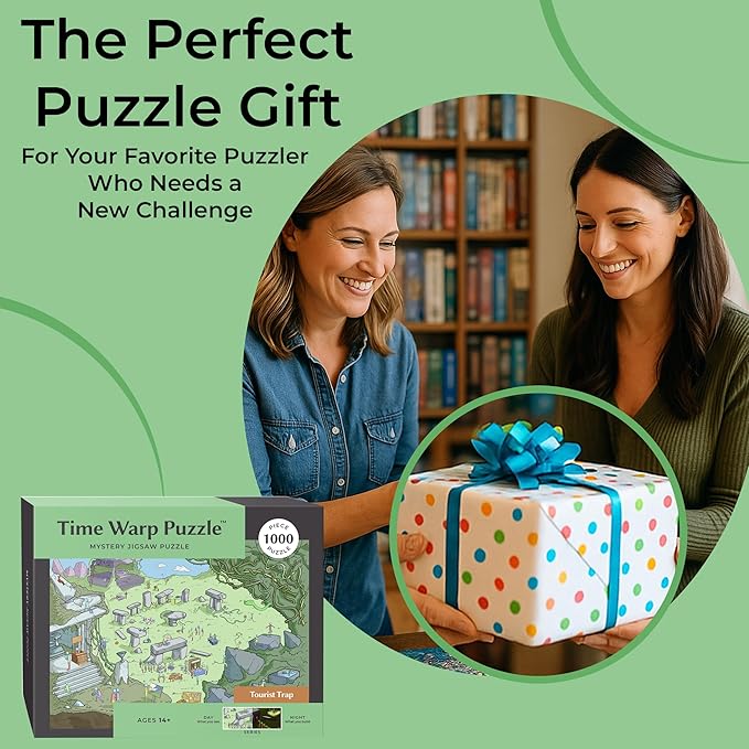 Time Warp Puzzle Mystery Jigsaw Puzzle 1000 Pieces for Adults Day Night Series - A Challenging, Difficult, Picture Changing Puzzle to Solve 26.625 x 19.25 in (Tourist Trap)
