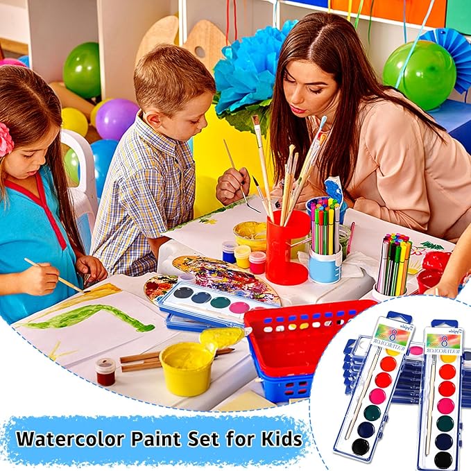 36 Pack Watercolor Paint Set for Kids,8 Color Washable Water Colors Paint Kids,Watercolor Paint with Brushes for Party Favors,Classrooms,Art Supplies