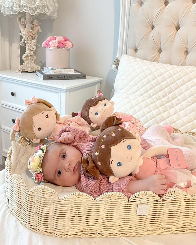 LeyaDoll Soft Baby Doll Toys (16''), My First Baby Rag Doll for 1 Year-Old Girl Birthday Gift, Christmas Plush Toys Gift for Toddler Kids Infants-Blossom-Fairy