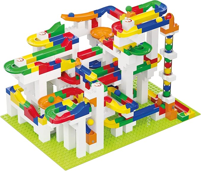 Hubelino Mega Building Box - Deluxe 585 Piece Marble Run Playset (Made in Germany)