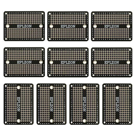 Solderable Breadboard Mini PCB Board Gold-Plated Solder Breadboard for DIY Electronics Projects Apply to Soldering Projects 2.0"x1.5" Mixed Color(Pack of 10 Pcs,Black)