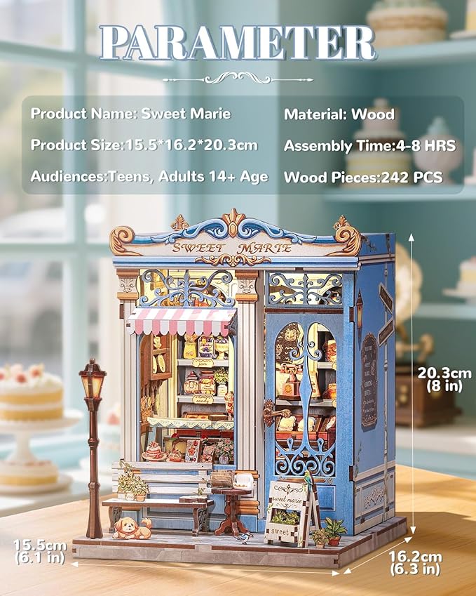 Book Nook Kit, DIY Miniature House Kits for Adult and Teens, Dollhouse Tiny Booknook Garden House Bookshelf, DIY Craft Gifts for Family and Friends (Sweet Marie)