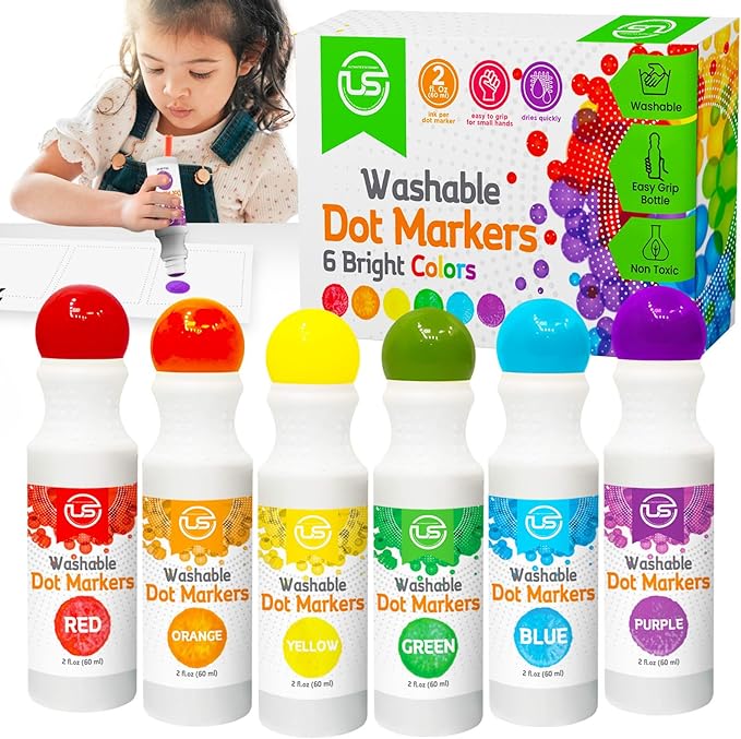 Ultimate Stationery Dot Markers for Toddlers and Kids,6 Color Bingo Daubers, Dot Art Washable Paint for Kids, Bingo Markers, Toddler Arts and Crafts, Kindergarten Classroom Must Haves
