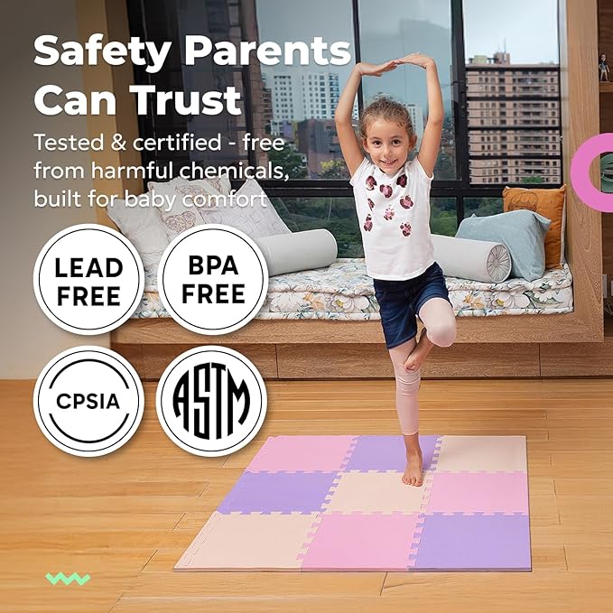 MioTetto Baby Play Mat, Soft Foam Floor Tiles for Kids. Adjustable Interlocking Foam Tiles, Fits with 50x50 Playpen Baby mat for Crawling & Development, Safe & Non-Toxic Playmat for Babies 6-12 Months